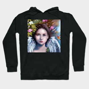 Angel face in flowers Hoodie